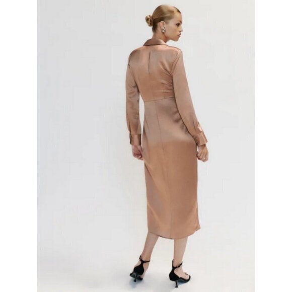 💕REFORMATION💕 Lyon Silk Dress ~ Croissant 8 NWT - Picture 6 of 14